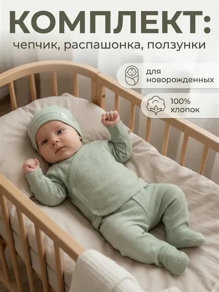 Нательный комплект вещей для новорожденных набор одежды 3 шт