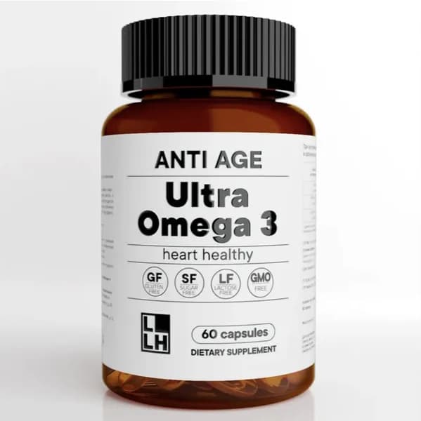 Ultra Omega-3 60 капсул по 1620мг Омега 3 высокой концентрации из мяса дикой рыбы. Содержание EPA 792мг , DHA 528мг.Для кожи, волос, ногтей/ Для сердца и сосудов/ Антиоксидант