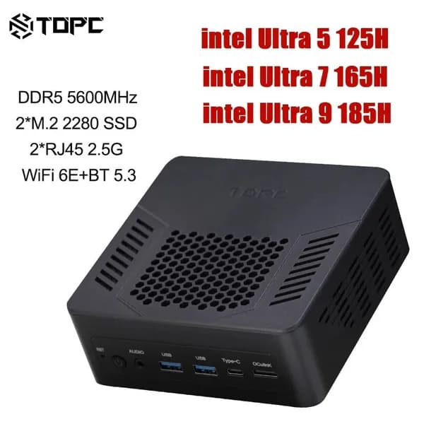 Мини-ПК TOPC (Intel Core Ultra 9 185H, RAM Отсутствует, SSD 50 ГБ, AMD Radeon, Windows 11 Pro), черный
