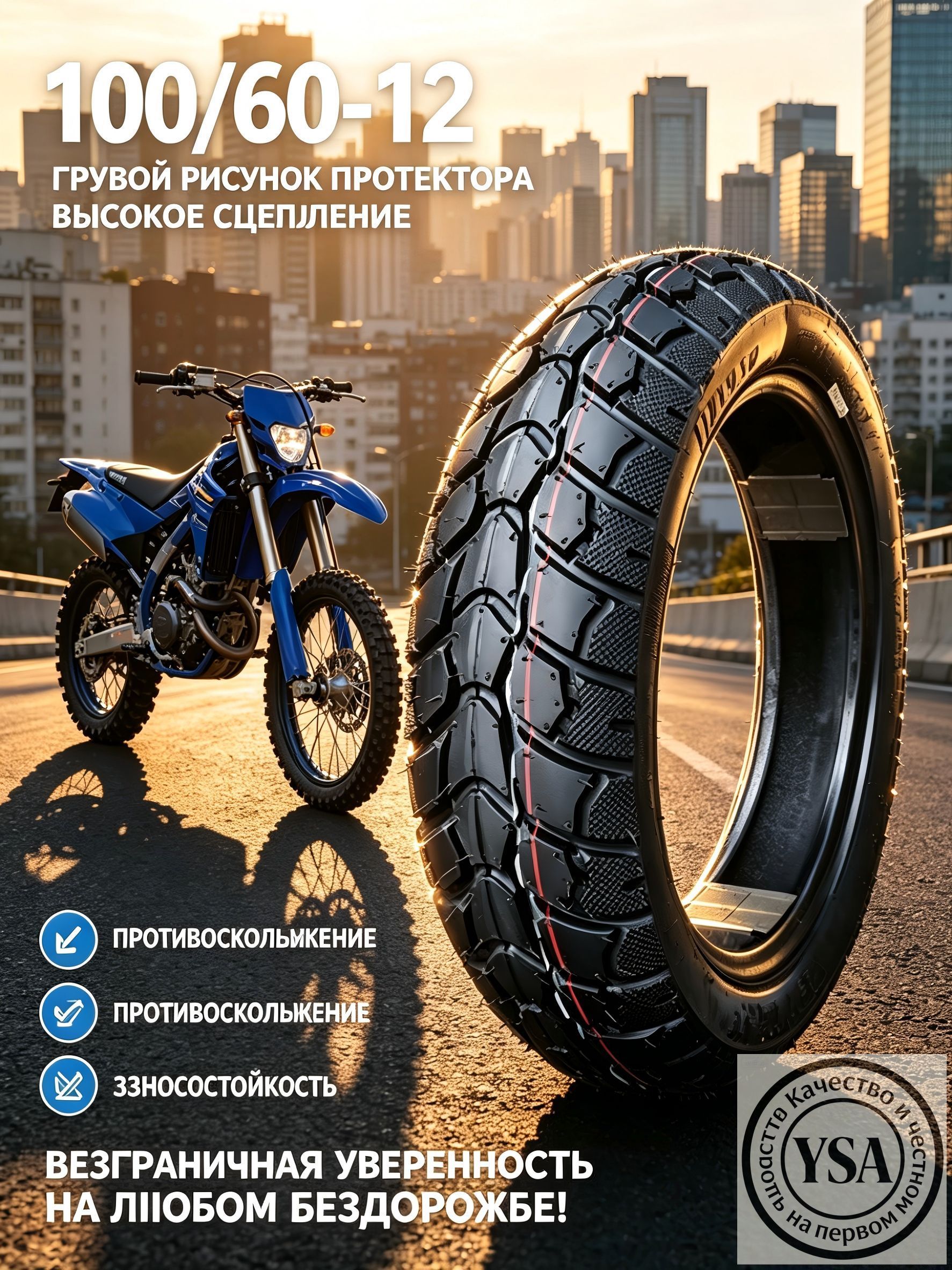 Шина 100/60-12 6PR бескамерная Мотошины  100/60 R12