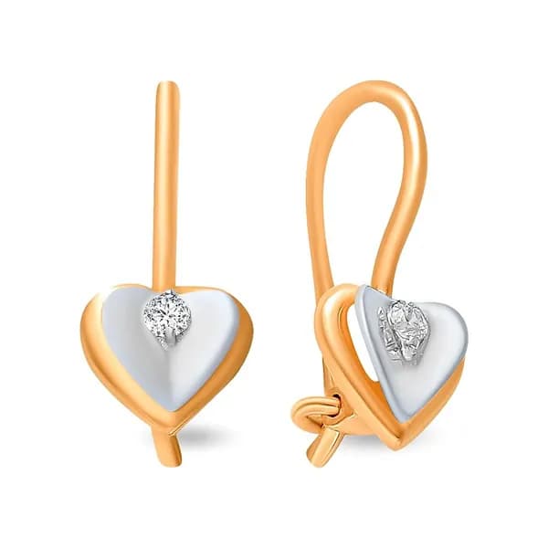 Серьги детские с фианитами из красного золота 375 пробы 585GOLD