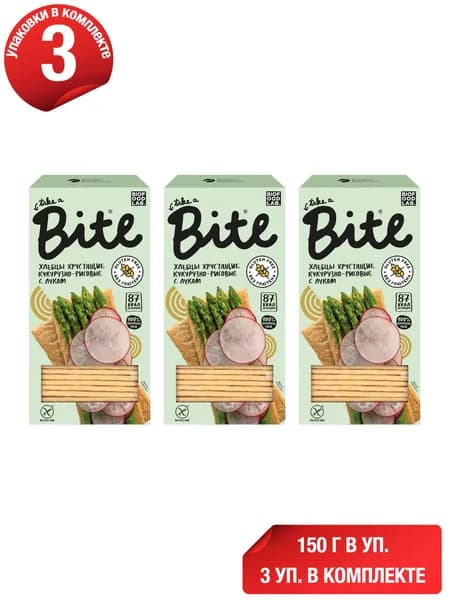 Хлебцы кукурузно-рисовые Take a Bite хрустящие с луком 150 г, набор: 3 штуки