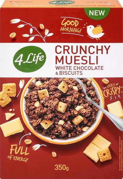Мюсли 4 LIFE Хрустящие с белым шоколадом и печеньем (Чехия) 350г x 3 упаковки