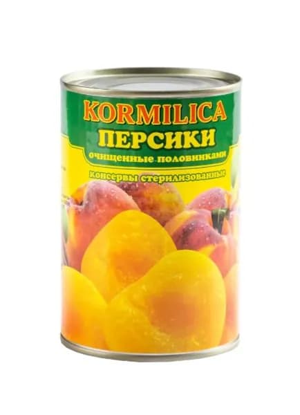 Кормилица Персики очищенные, половинки в сиропе, 425 мл