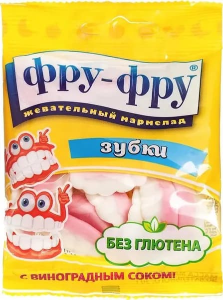Мармелад жевательный Фру-Фру Зубки с виноградным соком, без глютена, 30г