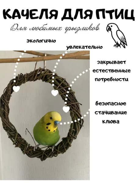 Качели из ивы для попугая