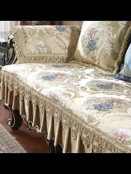 Жаккардовый чехол на диван 100x150 см, бежевый