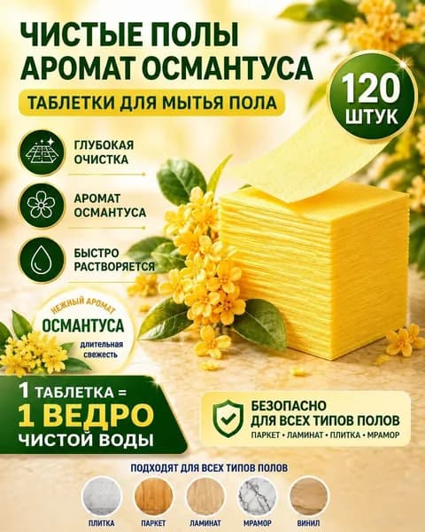 Запах , таблетки для мытья пола 120 шт, глубокая очистка, без разводов