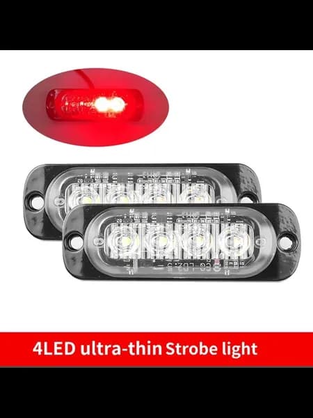 2шт. Ультратонкий стробоскоп 4LED, красный