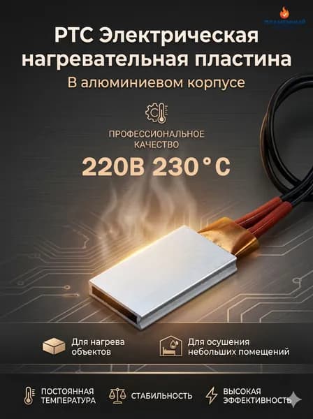 PTC нагревательная пластина 220V (220В), обогрев и осушение шкафа автоматики, бытовое применение