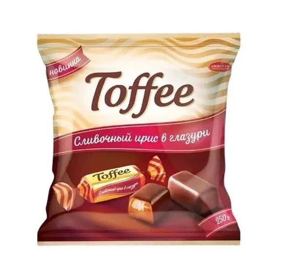 Азовская кондитерская фабрика Ирис сливочный глазированный Toffee, 250 гр//