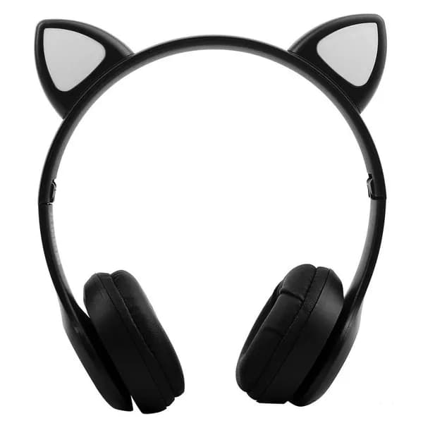Наушники беспроводные, Ушки, FM, MP3, микрофон, Черные. Товар уцененный