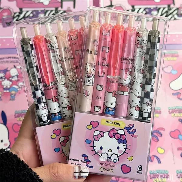 Набор магнитных ручек из 6 предметов: ручки с Hello Kitty, прозрачный корпус, наконечник 0.5 мм