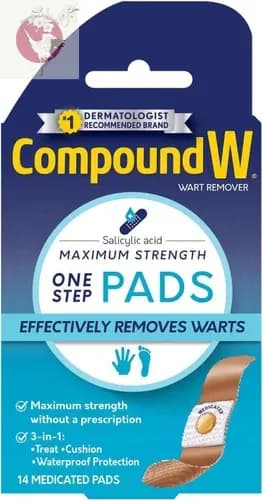 Compound W Pads, пластыри от бородавок, для удаление кожных наростов, 14 шт.
