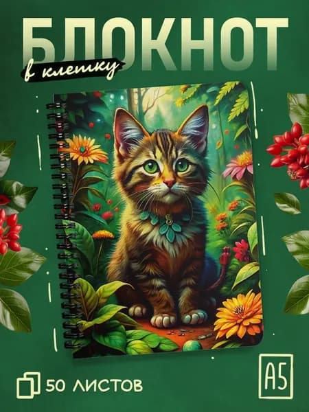Блокнот в клетку а5 с котом