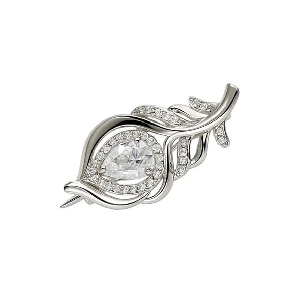Брошь с фианитами серебро 925 пробы 585GOLD