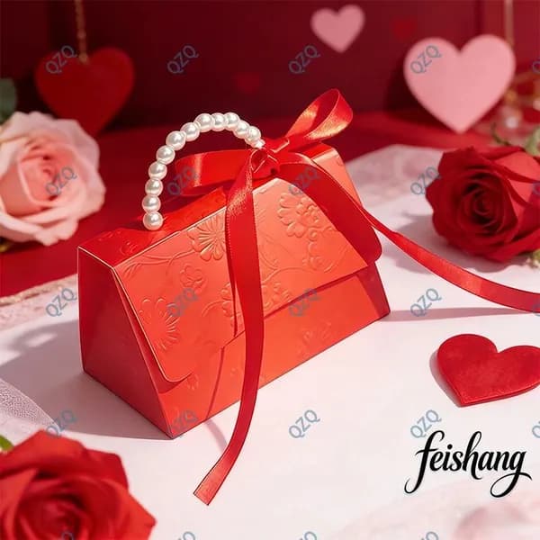 Свадебные коробки с жемчугом для гостей, складная бонбоньерка с ручкой для конфет, S L