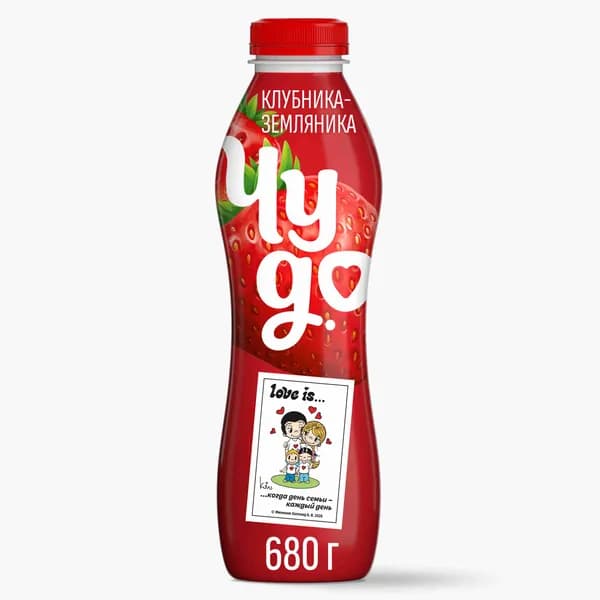 Йогурт питьевой со вкусом Клубника-земляника, 1,9%, 680 г, Чудо