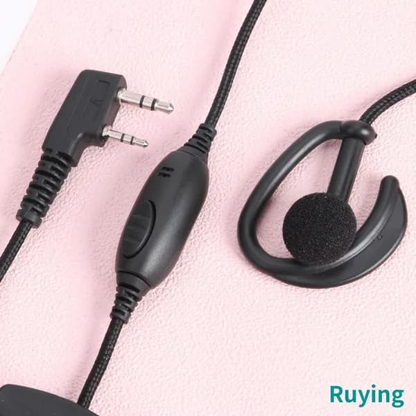Наушники-гарнитура с PTT и кабелем из нейлоновой оплётки для рации Kenwood, Baofeng, HYT