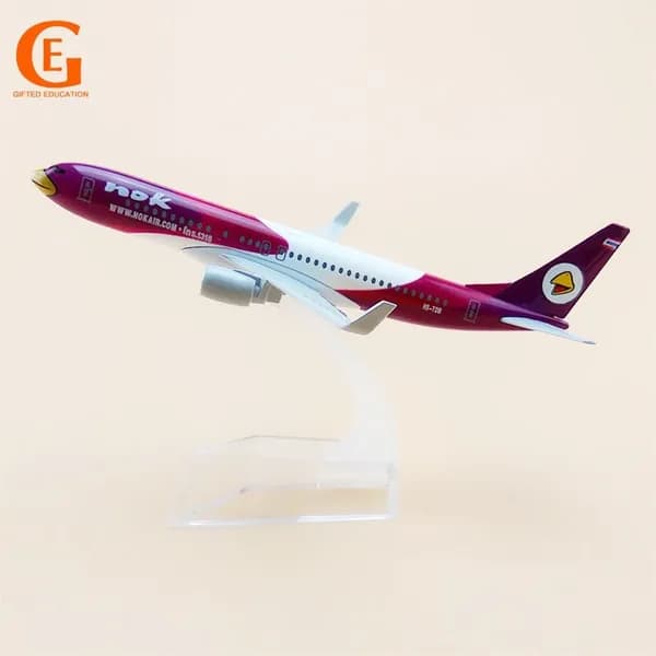 Коллекционная Модель Самолета Боинг 737 Авиакомпании Таиланд Nok Air, Литой Металл, Фиолетовый, С Подставкой