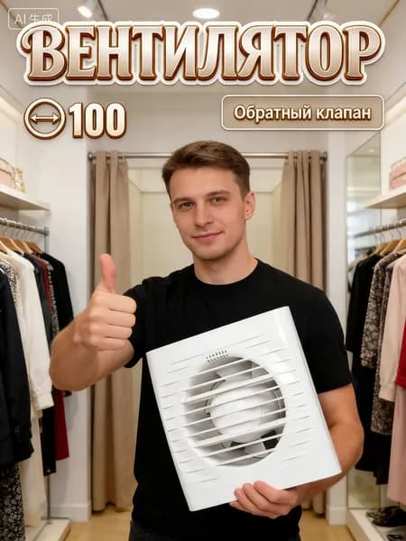 Вентилятор вытяжной 100 мм Optima для ванной и кухни с обратным клапаном. Бесшумная вытяжка в туалет и санузел от влаги и плесени, белый осевой вентилятор.