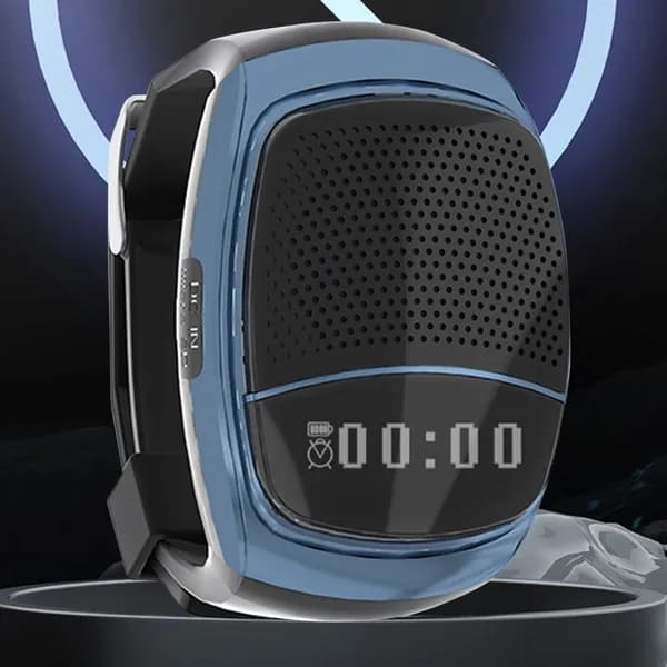 Беспроводная Bluetooth-колонка для велосипеда с функцией часов и дисплеем, синяя