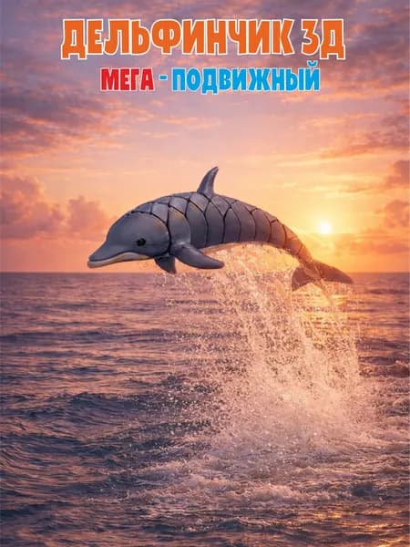 Фигурка Дельфин 3D подвижный 13см/Антистресс/Сувенир