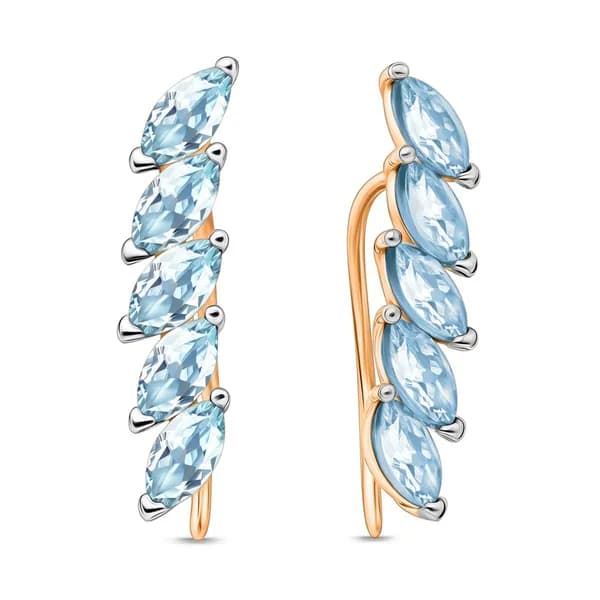 Серьги женские с топазами из красного золота 375 пробы 585GOLD