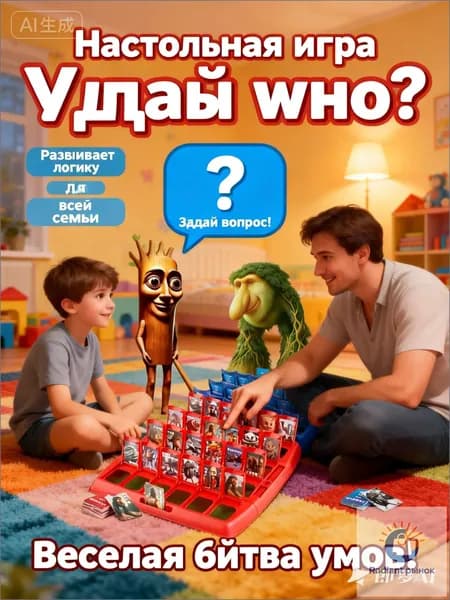 Настольная игра "Угадай кто?" для детей и взрослых, логическая игра-головоломка в дорогу, семейная развивающая игра (компактная)