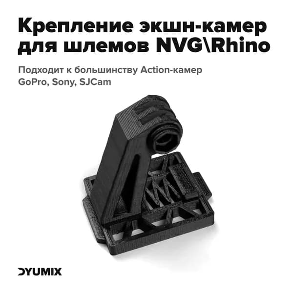 Крепление экшн-камер GoPro, Sony, SJCam для тактических и страйкбольных шлемов (Rhino, NVG), без винта