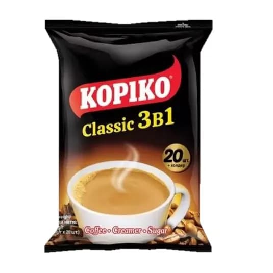KOPIKO Кофейный напиток 3 в 1 Classic, 20 г, 20 пакетиков