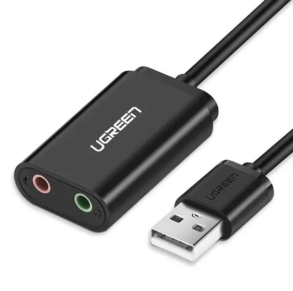 Внешняя звуковая карта UGREEN US205 (30724) USB 2.0 External Sound Adapter. Длина: 15см. Цвет: черный