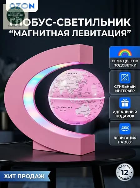Магнитный левитирующий глобус 8.5 см светящийся декор для дома для подарка