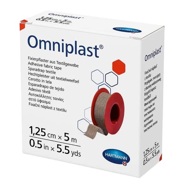 Omniplast Пластырь фиксирующий текстильный 1,25 см х 5 м телесный 1 шт
