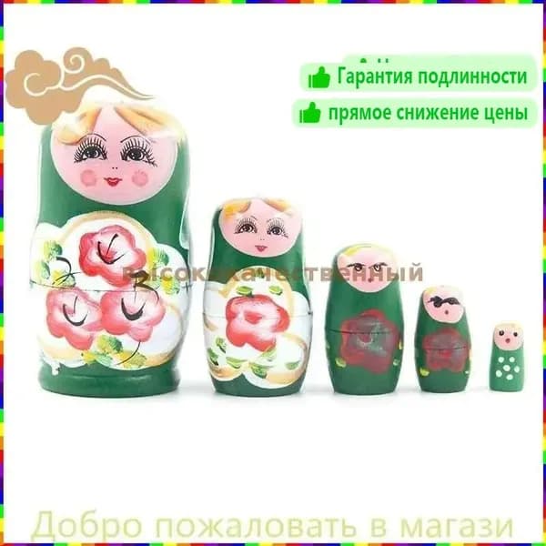 Красивая деревянная матрешка ручной работы