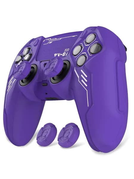 PlayVital силиконовый чехол Mecha Edition для PS5 с накладками на стики и стикерами, противоскользящий, ударопрочный, фиолетовый