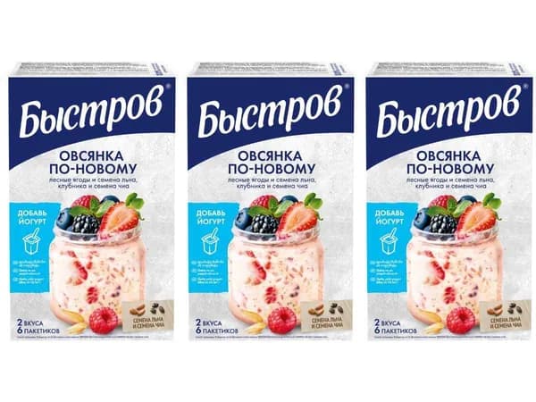 Быстров Каша овсяная ПБ По-новому 210 г, 3 уп
