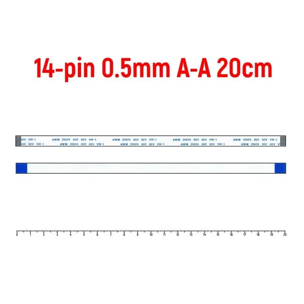 Шлейф FFC 14-pin Шаг 0.5mm Длина 20cm Прямой A-A AWM 20624 80C 60V VW-1