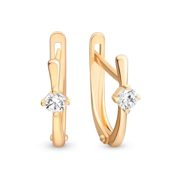 Серьги женские с фианитами из красного золота 375 пробы 585GOLD