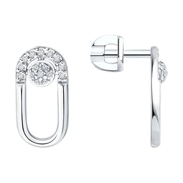 Серьги из белого золота DIAMANT-ONLINE с бриллиантом 585 пробы