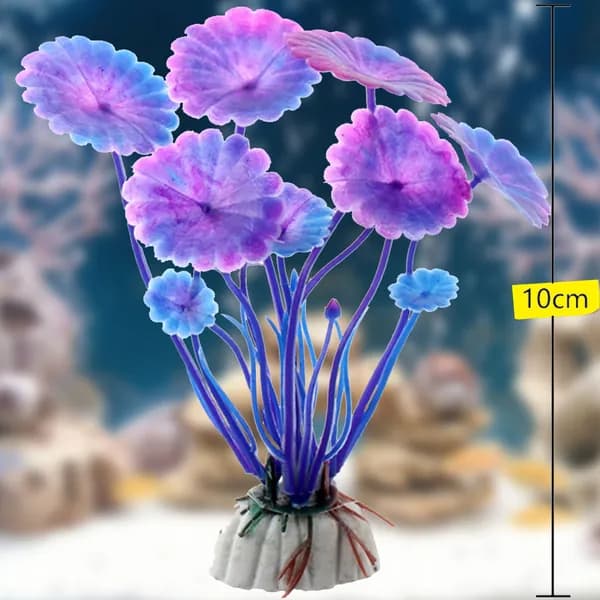 Растение для аквариума Искусственное Фиолетовые Кувшинки 10см
