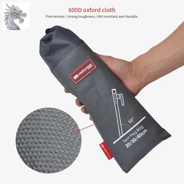 Чехол для кольев для кемпинга из оксфордской ткани 600D, средний размер