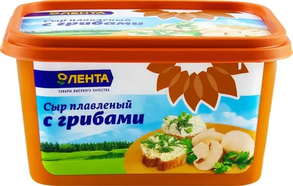 Сыр плавленый ЛЕНТА с грибами 50%, без змж, 400г 3 шт.