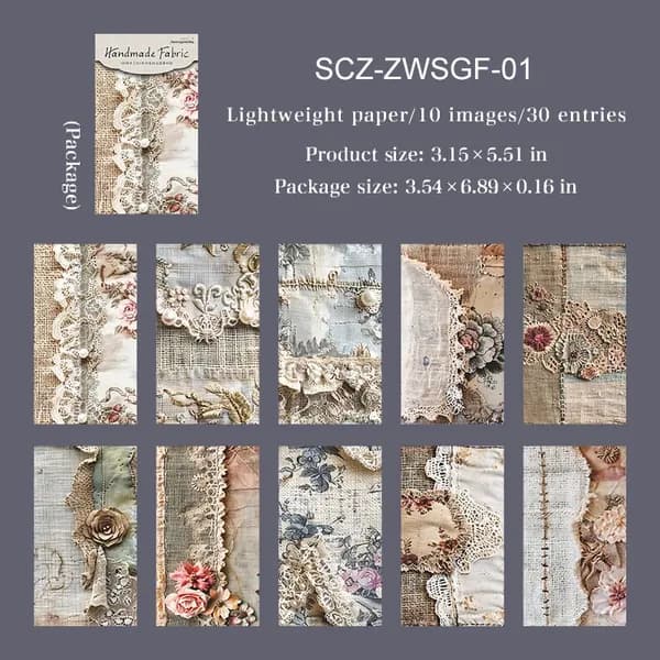 Материалы для творчества Handmade Fabric, 10 изображений, 30 листов, лёгкая бумага
