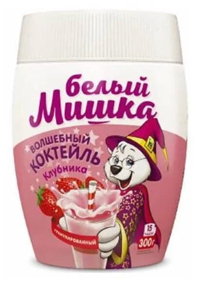Белый мишка Молочный коктейль клубника, 300 г