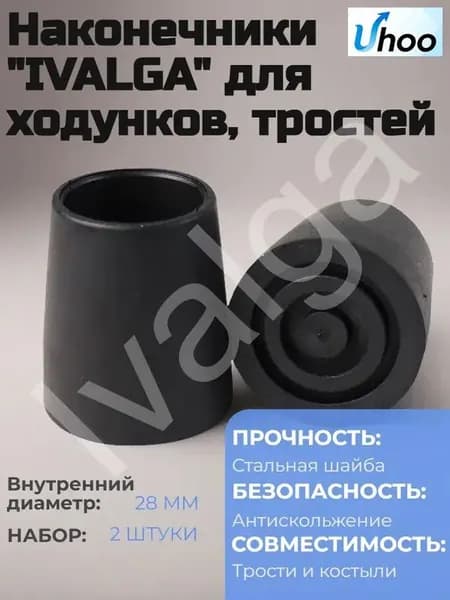 Наконечники для ходунков, тростей, костылей 28мм, резиновые насадки