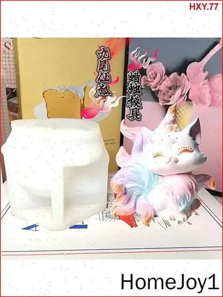 Силиконовая форма 3D Девятихвостый лис : для свечей, гипса и декора, дух лиса, пищевой силикон, подарочный набор