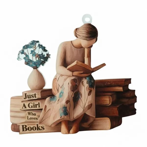 Декоративная акриловая пластинка Девушка-книголюб для книжных полок и стен