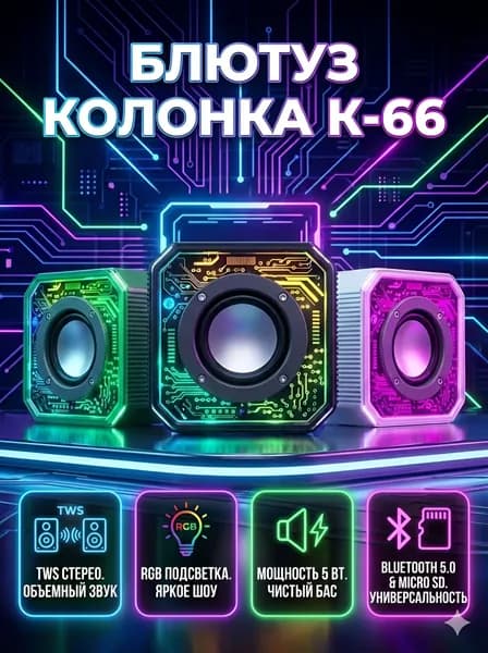 Колонка блютуз беспроводная портативная мощная K66 5Вт