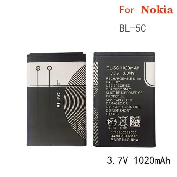 2шт 3.7V BL5C BL - 5C Литиевый полимер Радиоэлемент для Nokia 1110 1200 1208 1280 2600 2700 3100 3110 5130 6230 1600
